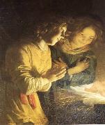 HONTHORST, Gerrit van Adoration of the Child (detail) sf painting